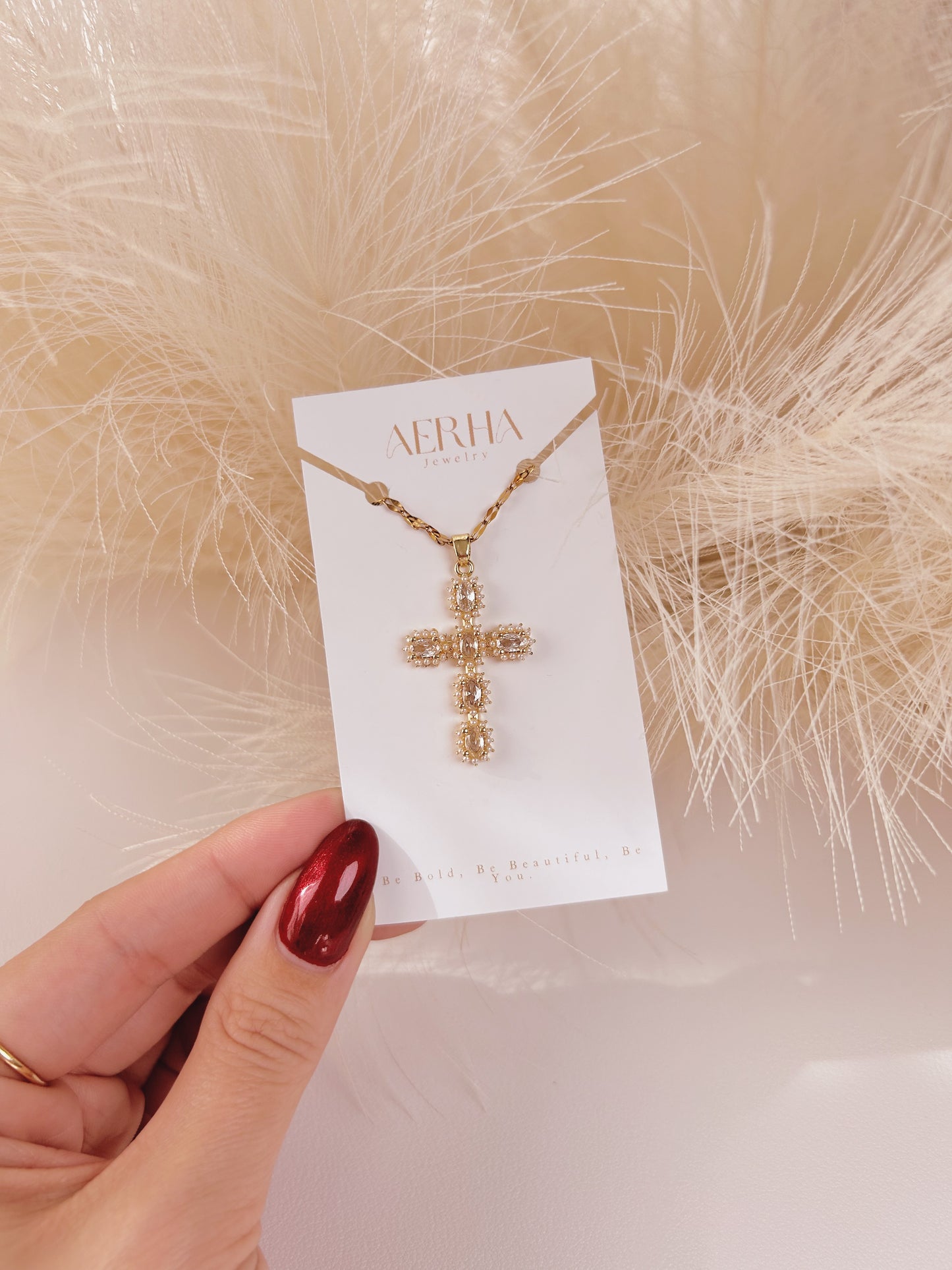 PEARLY CROSS NECKLACE